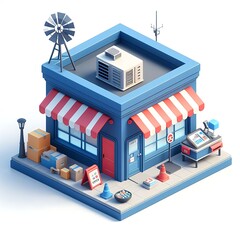 Fototapeta premium 3d store icon small business 