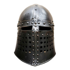 Medieval Knight's Helmet with Visor and Ventilation Holes, Symbolizing Historical Armor and Protection.