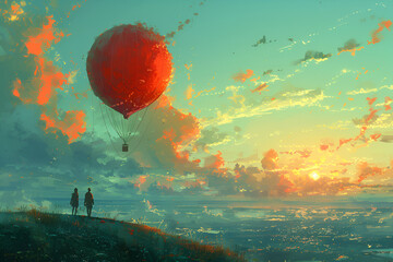 Illustration Presents the Balloon ,
Positive Thinking Day
 - obrazy, fototapety, plakaty