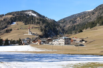 ski resort in the alpine mountains