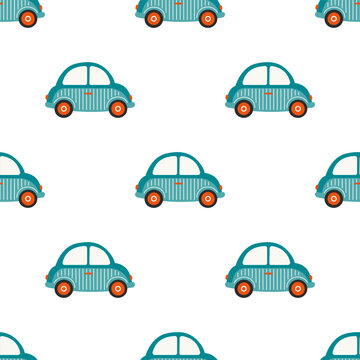 Abstract seamless pattern with car  for boy. Vector children's repeat pattern with retro automobile  for children's clothes, pajama,  wallpapers, packaging