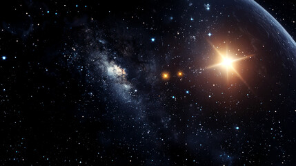 Fototapeta na wymiar background field stars in deep space and galaxies