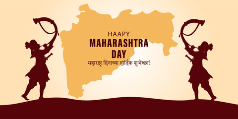 Vector illustration of Happy Maharashtra Day social media feed template