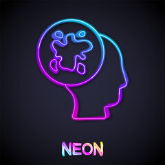 Glowing neon line Paint spray icon isolated on black background. Vector