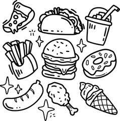 food and sweet doodles element design.