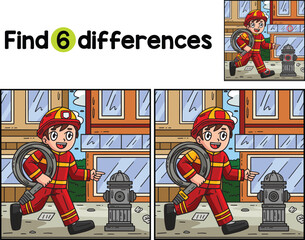 Firefighter and Fire Hydrant Find The Differences