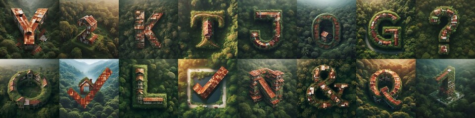 House in jungle lettering. AI generated illustration