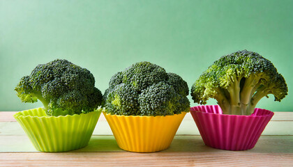 Broccoli in Colorful Pancake Mold: Healthy Eating and Sugar-Free Lifestyle