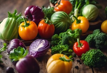 AI-generated illustration of fresh vegetables on a wooden table