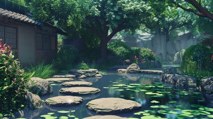 Zen Garden empty outdoor scenario