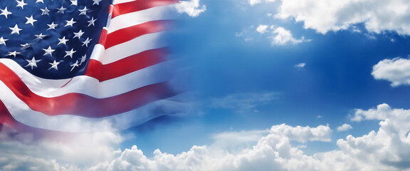 American Flag In Blue Sky