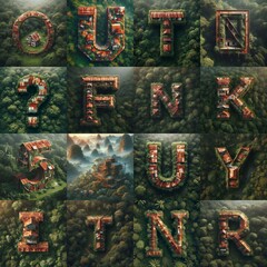 House in jungle lettering. AI generated illustration