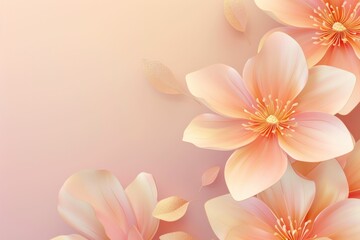 Beautiful Pink Flowers on Soft Pastel Background with Copy Space for Your Text Floral Spring Concept