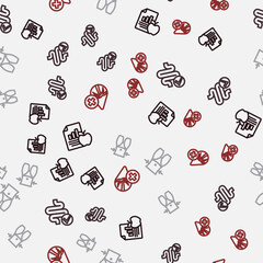 Set line Diet plan, Intestines, Women waist and Palm oil free on seamless pattern. Vector