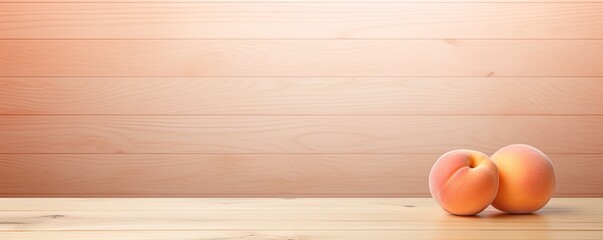 Peach background with a wooden table, product display template. Peach background with a wood floor. Peach and white photo of an empty room
