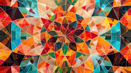 Colorful abstract background with triangles, geometric pattern, seamless design, vibrant colors, and smooth