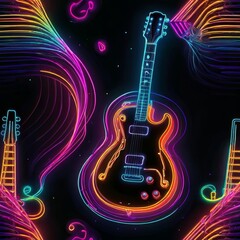 Neon guitar illustration