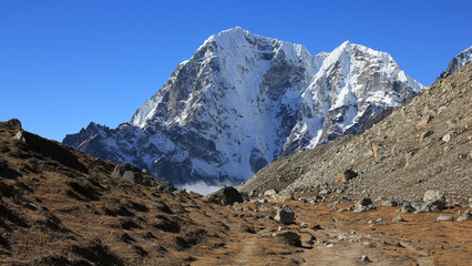High Mountains Tobuche and Tabuche seen from Lobuche, Nepal.