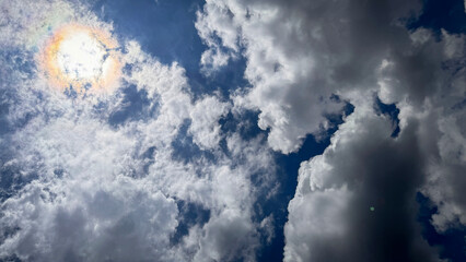 Magnificent beautiful form of cumulonimbus clouds blue sky cloud gradient light white background....