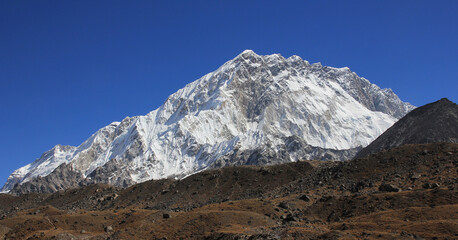 Mount Nuptse seen from Lobuche, Nepal.