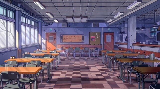 School Cafeteria empty indoor scenario