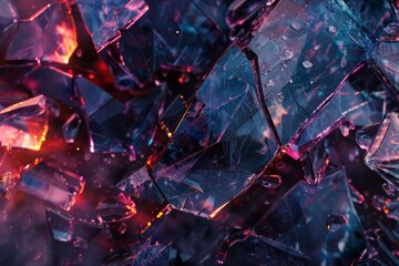 Hyper-Detailed Gothic Fantasy Art of Large Shards of Broken Glass with Stunning High Contrast Cinematic Lighting and Unreal Engine Visuals. - obrazy, fototapety, plakaty