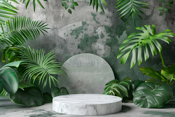 Plant background e-commerce products display white booth
