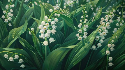 Lily of the Valley Blooms in Spring Garden