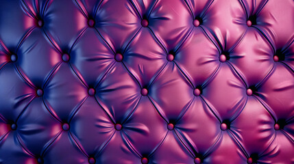 A purple velvet background with a pattern of purple and blue dots. A close up of a pink and purple tufted leather texture with a mesh pattern and circles in shades of violet and electric blue