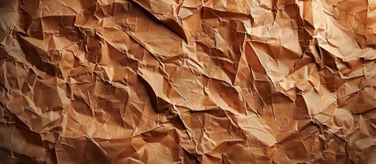 piece of brown kraft paper, showing its textured surface with wrinkles.