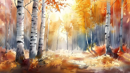 Morning Light in Autumn Woods