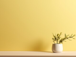 Photo of a modern minimal abstract background, an empty table top in a  color with a soft shadow and copy space for product display presentation mock-up