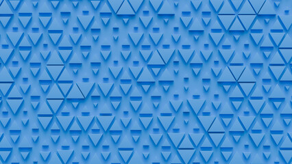 Blue geometric background of triangles. 3d render