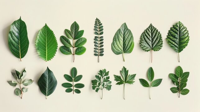 Botanical Illustrations: A photo of a botanical illustration featuring a collection of leaves