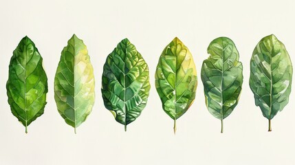 Botanical Illustrations: A photo of a botanical illustration showing the lifecycle of a leaf