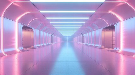 Transcendent Serenity: A Captivating 3D Rendering of an Empty, Expansive Terminal, Bathed in Soft Light and Enhanced with Beautiful Modern Design, Offering a Vision of Tranquility and Elegance  - obrazy, fototapety, plakaty