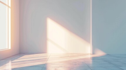 Harmonious Illumination: A Breathtaking 3D Rendering of an Unoccupied Room Bathed in Soft, Luminous Hues, Radiating Tranquility, and Modern Elegance 