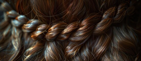 Detailed close up of a womans hair showcasing intricate and beautiful braids.