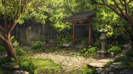 Zen Garden empty outdoor scenario