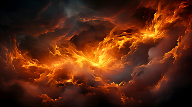 abstract fire flames on a black background. 3d render illustration