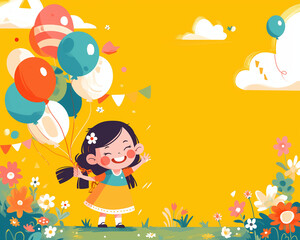 Obraz na płótnie Canvas Children's Day, Balloons, Children, Events, Festivals, Cute, Characters,