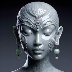 아시아 여인 얼굴 조각상