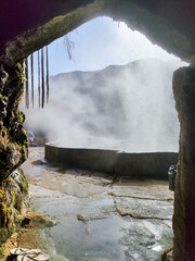 View at Ma'In thermal spring waterfall in Jordan - 785405327