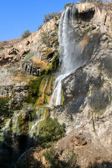 View at Ma'In thermal spring waterfall in Jordan - 785405329