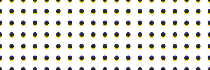 Seamless polka dot pattern. Risograph effect. Vector illustration with small black and yellow dots on a white backdrop. Creative grid texture round shapes. Cute dotted wrapping paper sample.