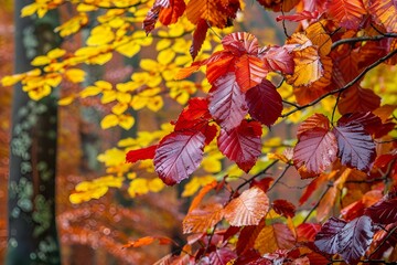 Jesienny krajobraz parkowy z kolorowymi liśćmi