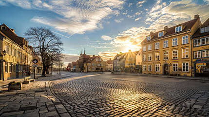 Market Square in Fredericia city Denmark - obrazy, fototapety, plakaty