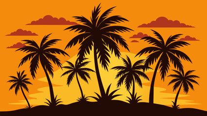 Fototapeta na wymiar palm-trees-silhouette-vector