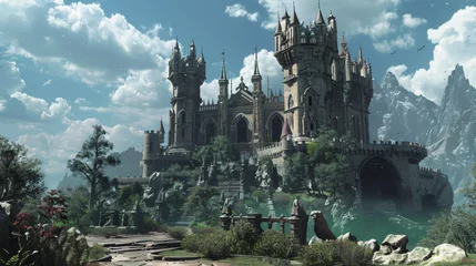 Gordijnen Medieval fantasy castle © Ashley