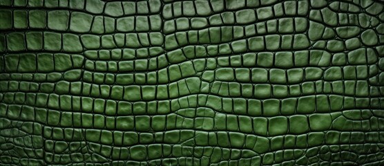 Green Alligator Skin Pattern with Textured Scales. Crocodile Leather Background. Luxury Material. Generative AI - obrazy, fototapety, plakaty